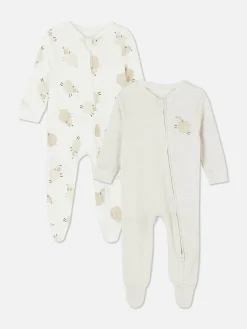 Lot De 2 Grenouillères Zippées à Motif Mouton