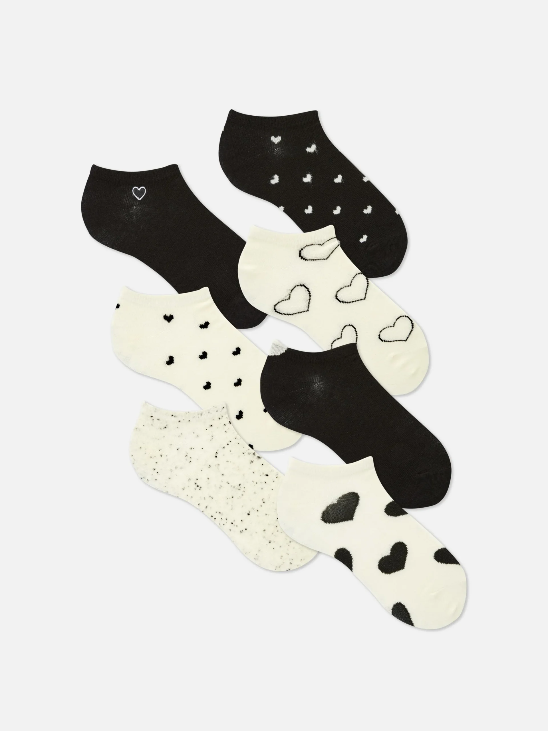 Lot De 7 Paires De Socquettes Monochromes à Cœurs