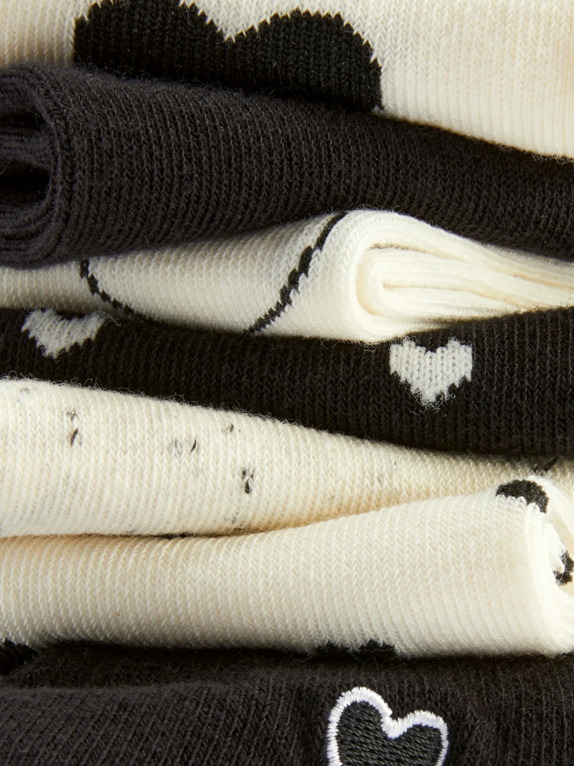 Lot De 7 Paires De Socquettes Monochromes à Cœurs