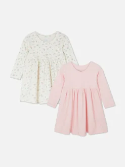 Lot De 2 Robes Côtelées à Manches Longues