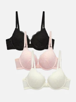 Lot De 3 Soutiens-gorge Push-up Plongeants En Dentelle