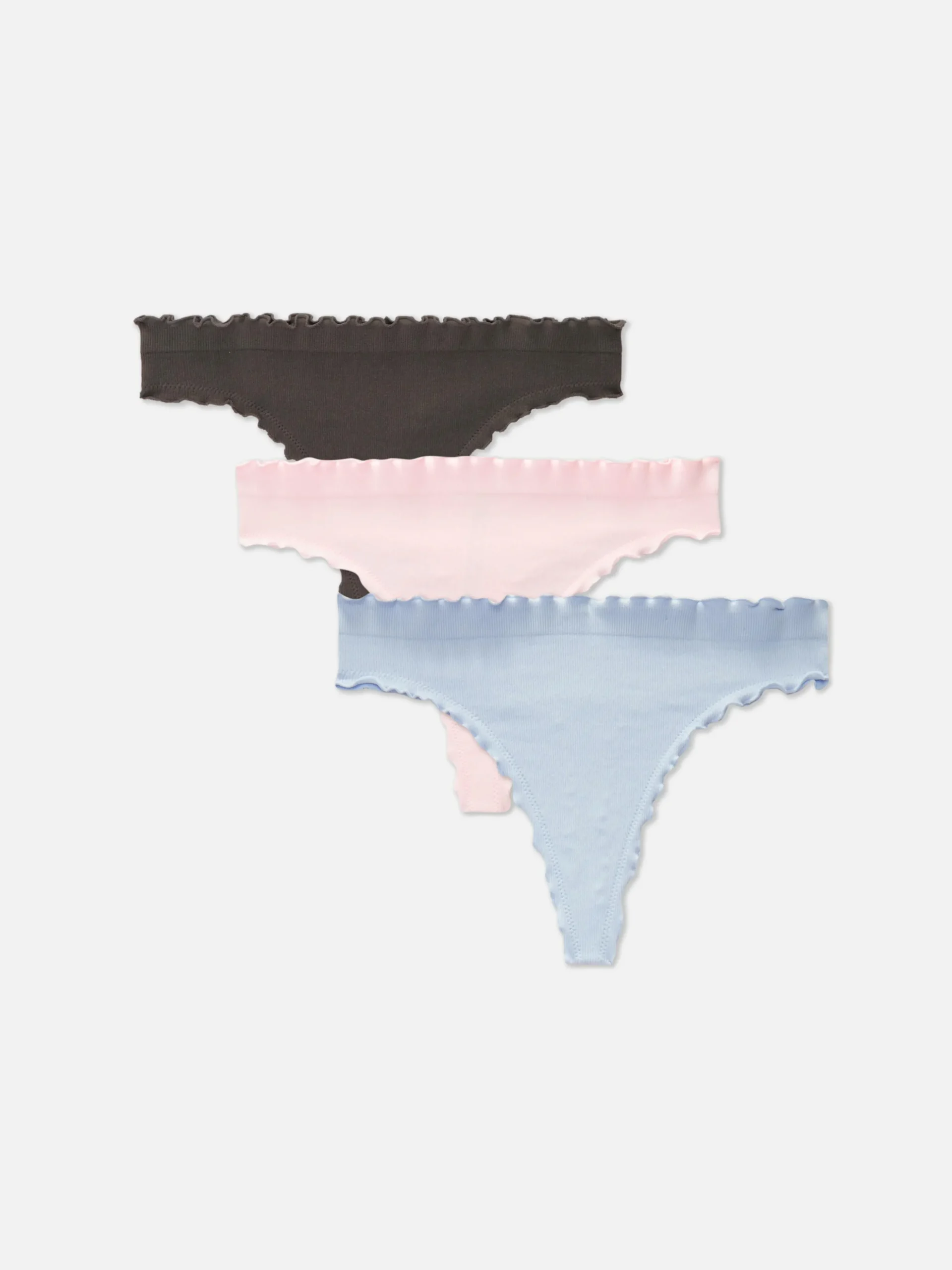 Lot De 3 Strings Sans Coutures à Bords Ondulés