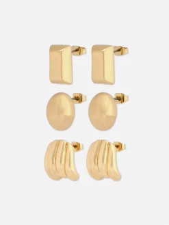 Lot De 3 paires De Clous D'oreilles Sculpturaux
