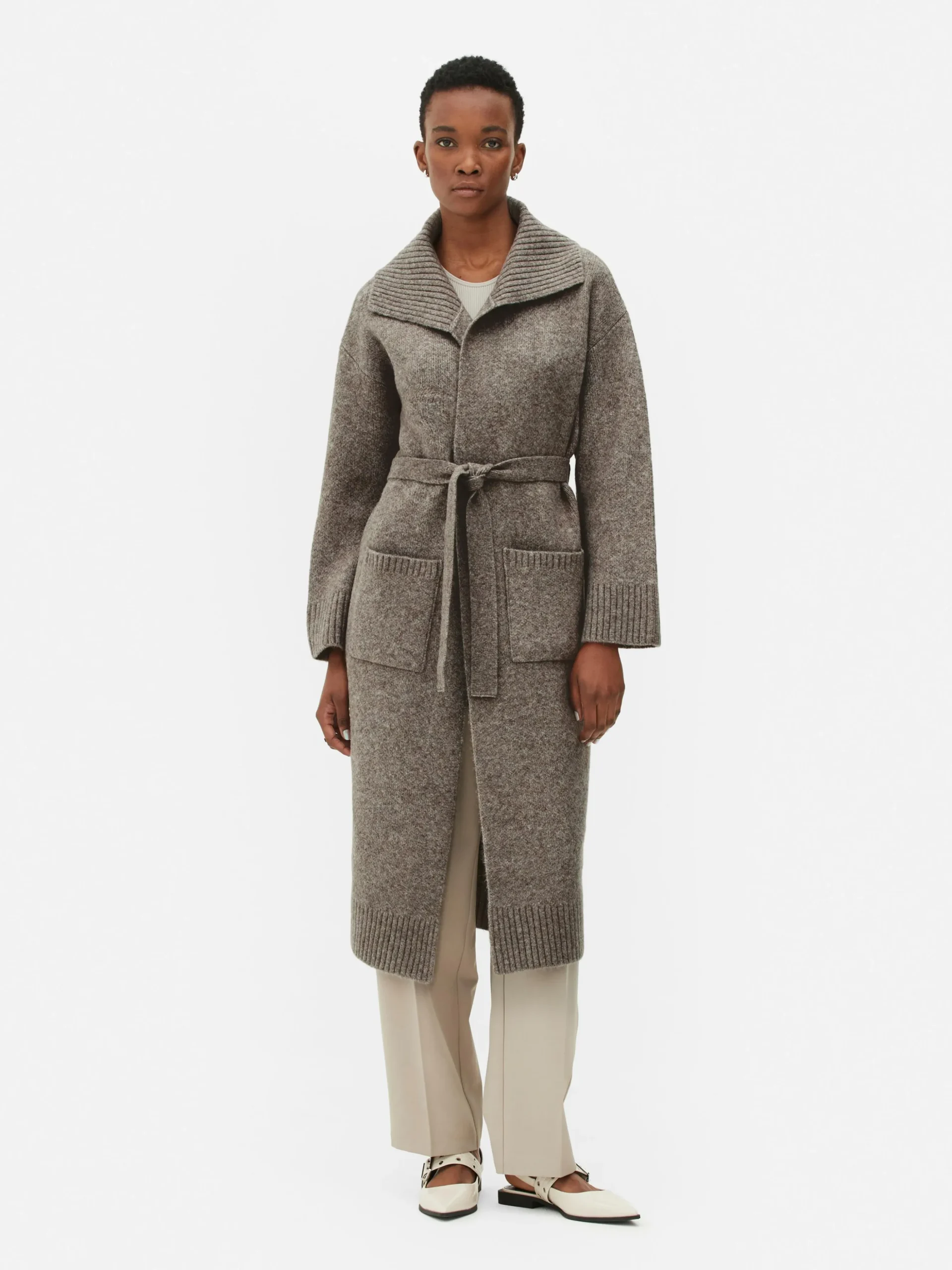Manteau-cardigan Long Tricoté