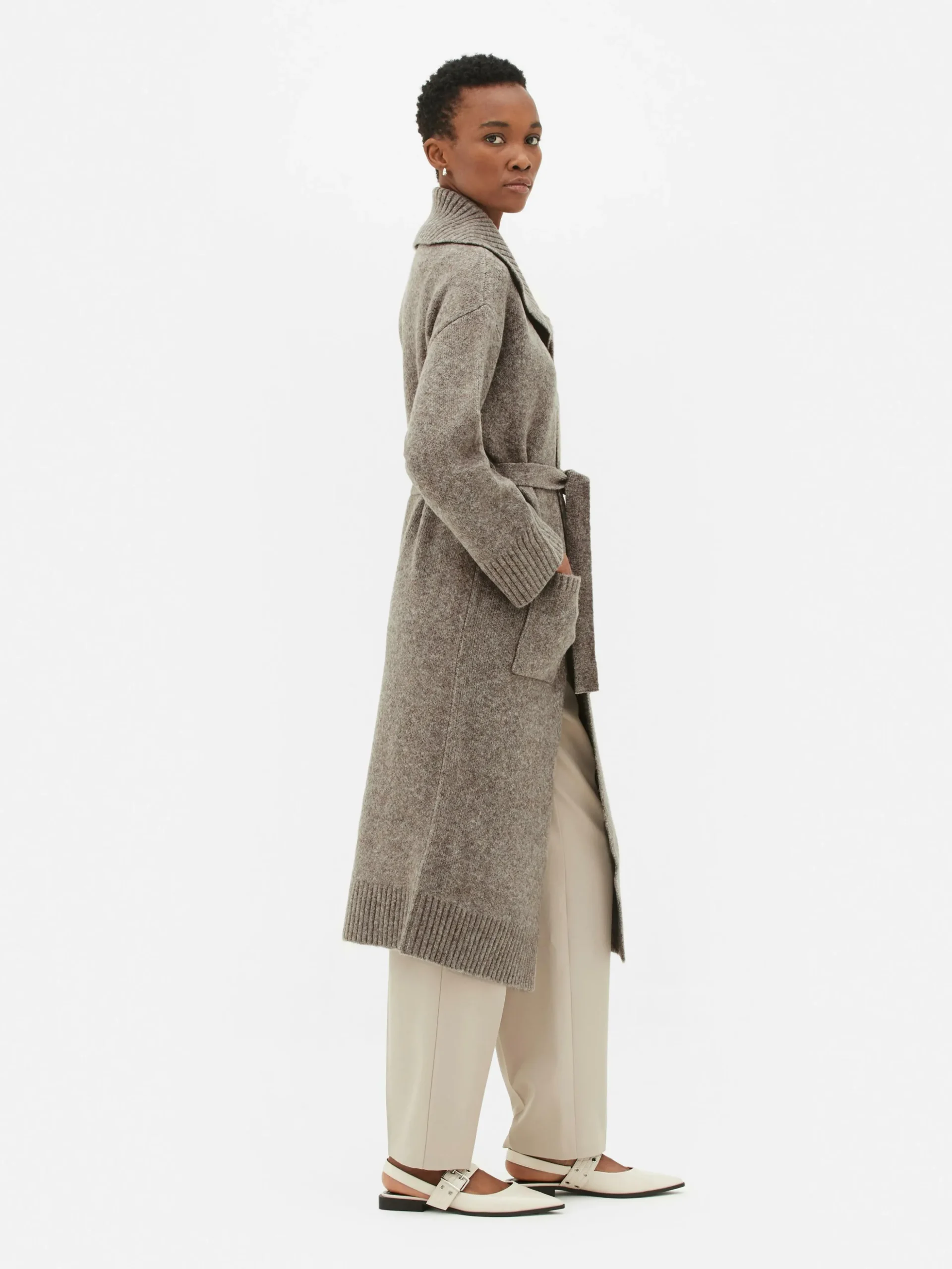 Manteau-cardigan Long Tricoté