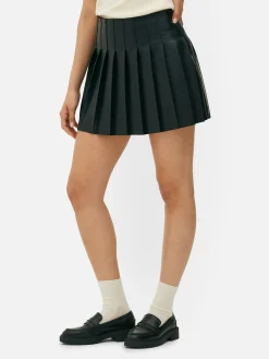 Mini-jupe Plissée En Simili Cuir