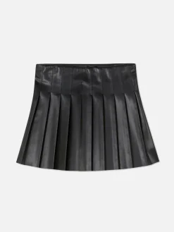 Mini-jupe Plissée En Simili Cuir