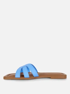 Mules à Lanières En Simili Cuir