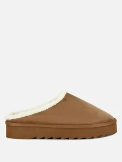 Mules Doublées En Fausse Fourrure