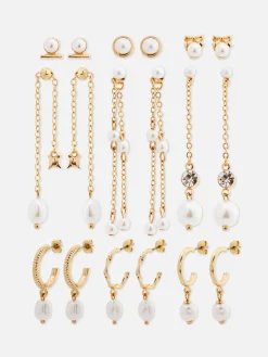 9 paires De Boucles D'oreilles à Fausses Perles