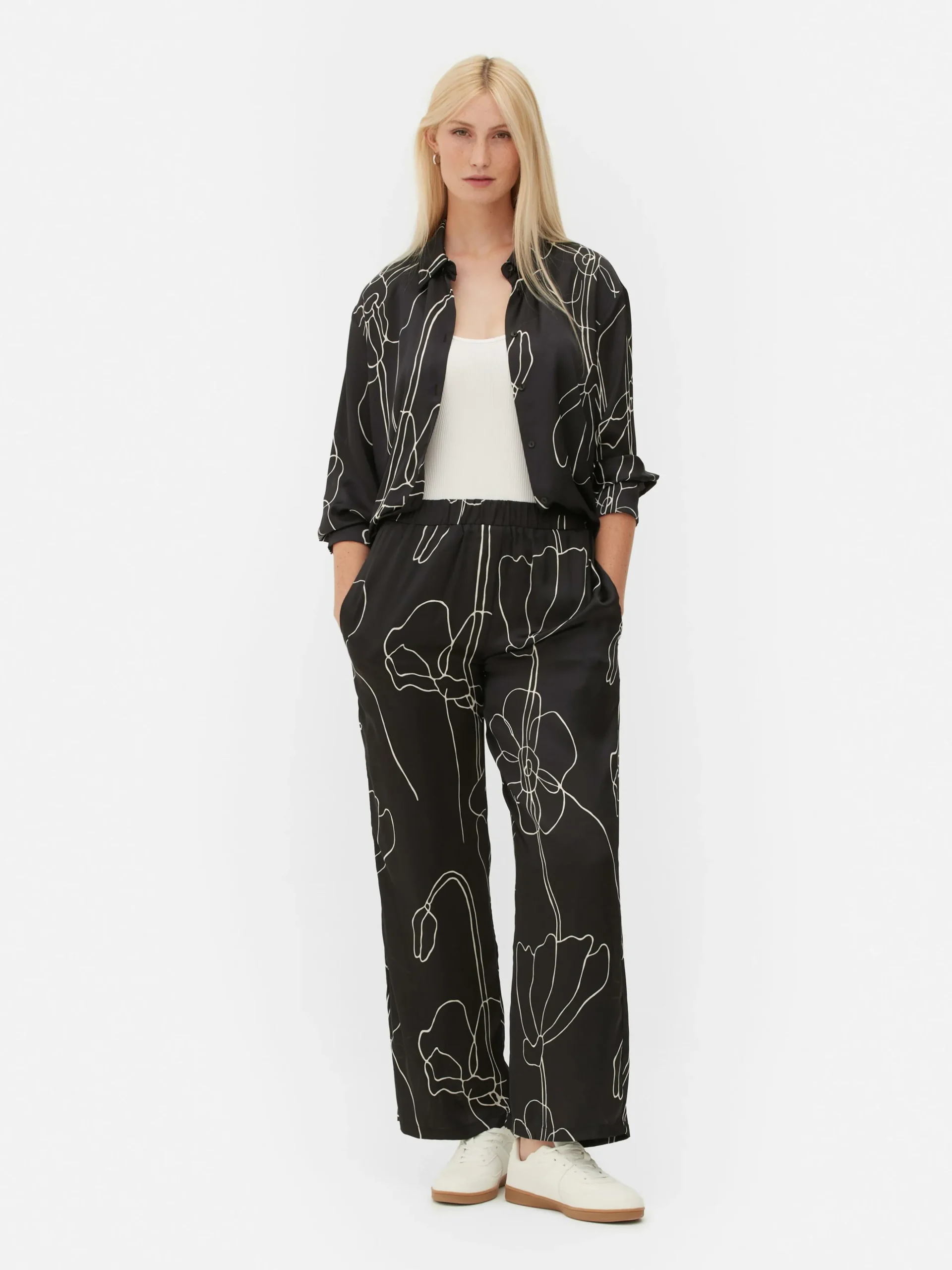 Pantalon à Fleurs En Satin à Coordonner