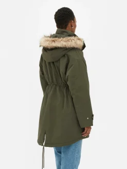 Parka à Capuche En Fausse Fourrure