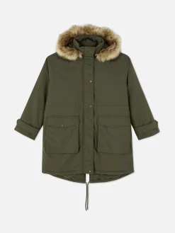Parka à Capuche En Fausse Fourrure