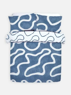 Parure De Lit King Size à Motif Ondulé Bleu Marine