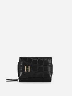 Porte-monnaie En Simili Cuir Effet Croco Avec Initiale