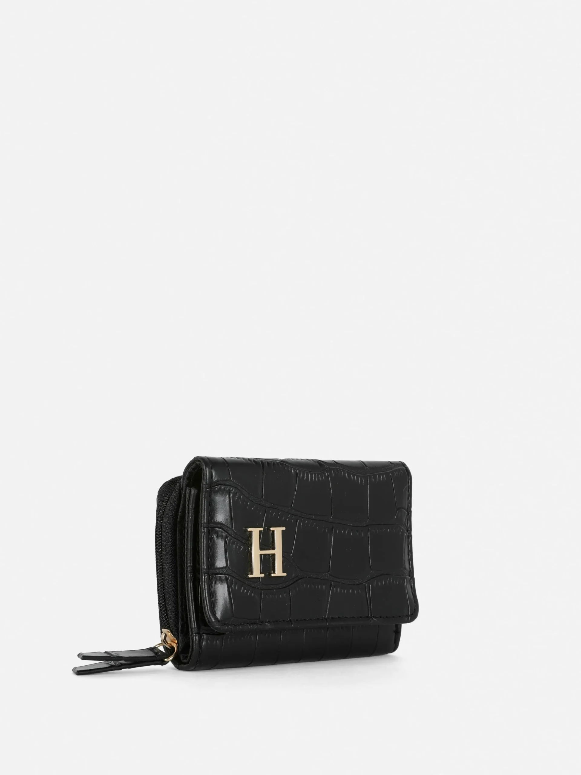 Porte-monnaie En Simili Cuir Effet Croco Avec Initiale