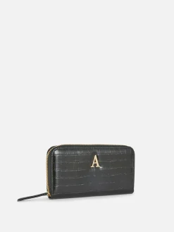 Porte-monnaie Zippé En Imitation Croco à Initiale