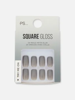 PS... Faux Ongles Brillants Carrés