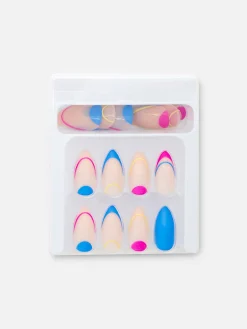 PS... Faux Ongles Brillants Pointus à Motifs Abstraits