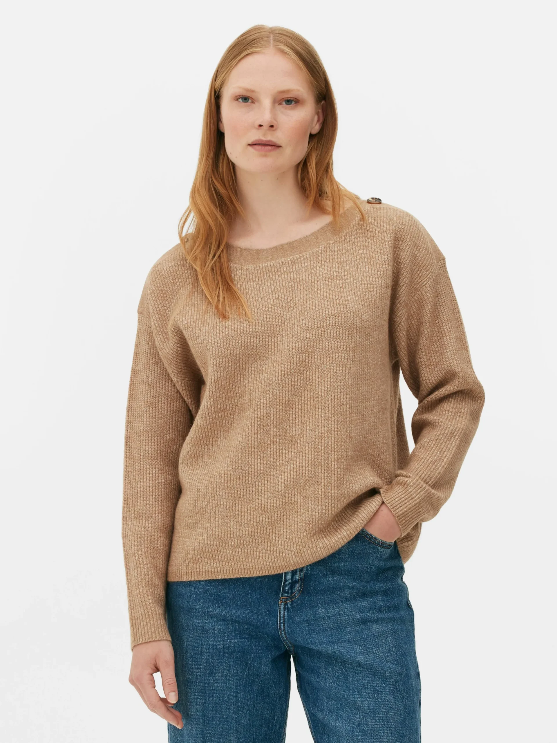 Pull à Encolure Bateau Et à épaules Boutonnées