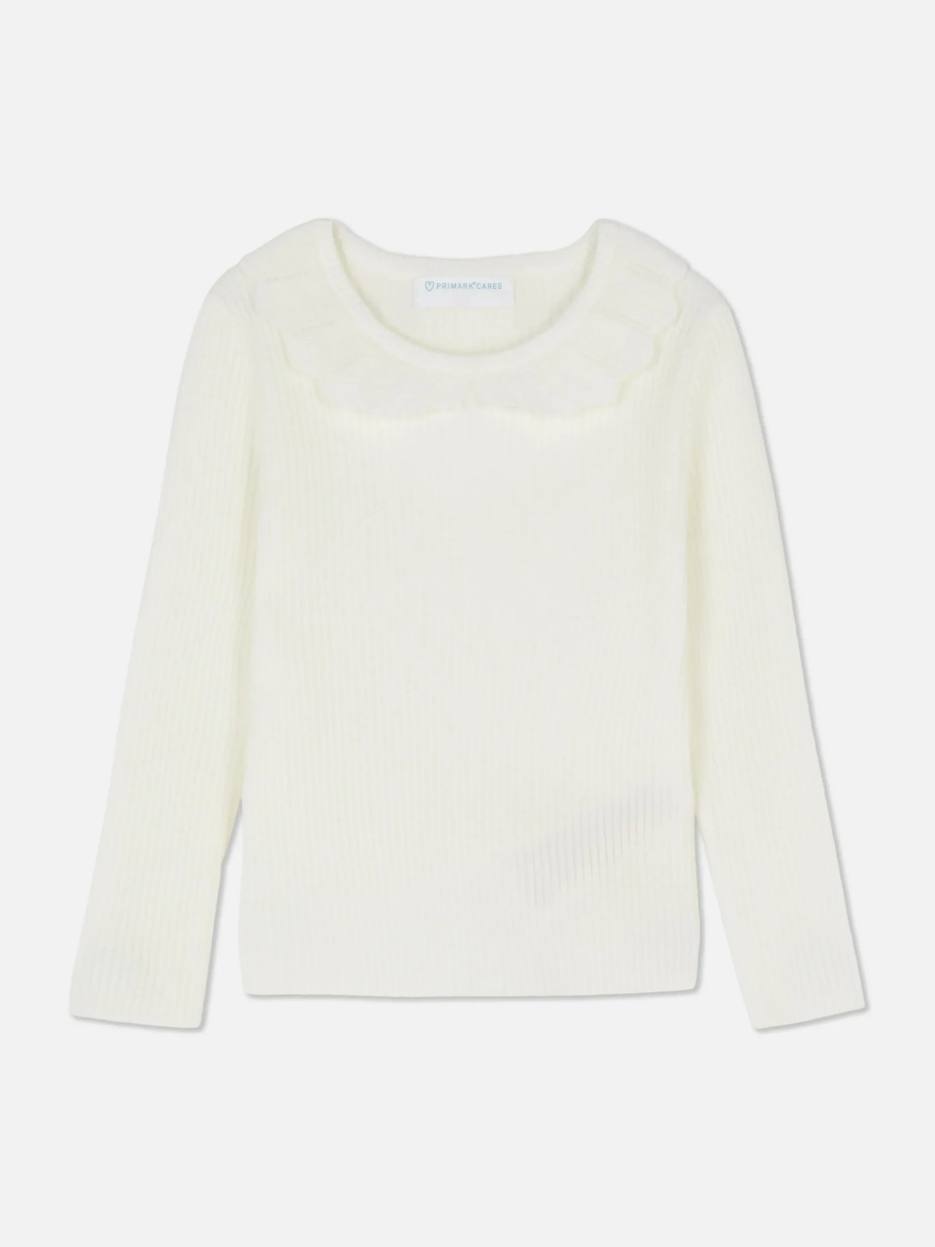 Pull Côtelé Avec Col à Volants
