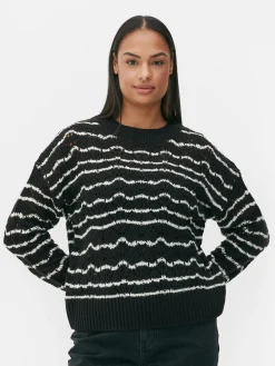 Pull En Maille Ajourée à Col Ras-du-cou