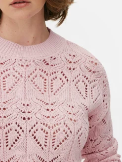 Pull En Maille Ajourée à Col Ras-du-cou