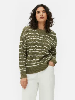 Pull En Maille Ajourée à Col Ras-du-cou