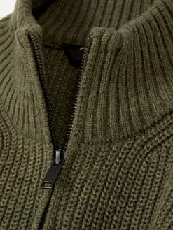 Pull En Maille Côtelée à Col Zippé