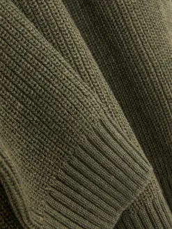 Pull En Maille Côtelée à Col Zippé