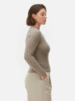 Pull En Maille Torsadée à Col Montant