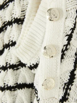 Pull En Maille Torsadée à Rayures