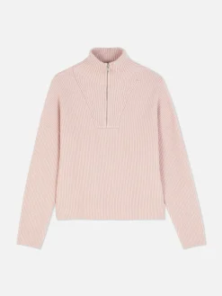 Pull Tricoté à Encolure Zippée