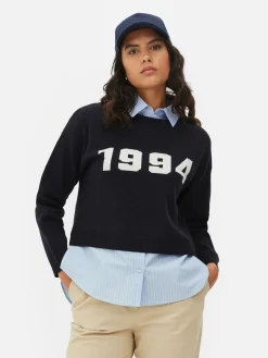 Pull Tricoté à Message Et Chemise Deux-en-un