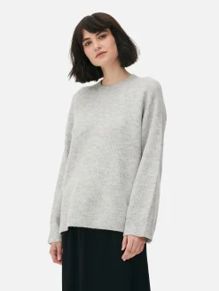 Pull Tricoté Avec Manches à Revers