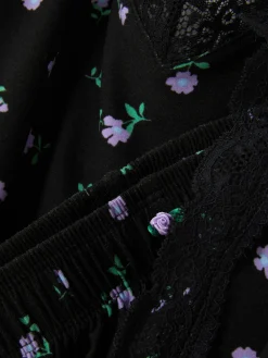 Pyjama Caraco à Finitions En Dentelle