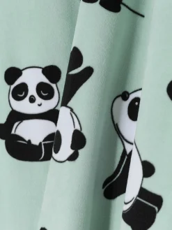 Pyjama Long En Velours à Motif Panda