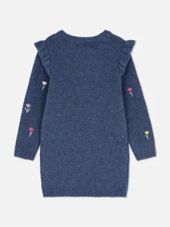 Robe En Maille à Fleurs Brodées