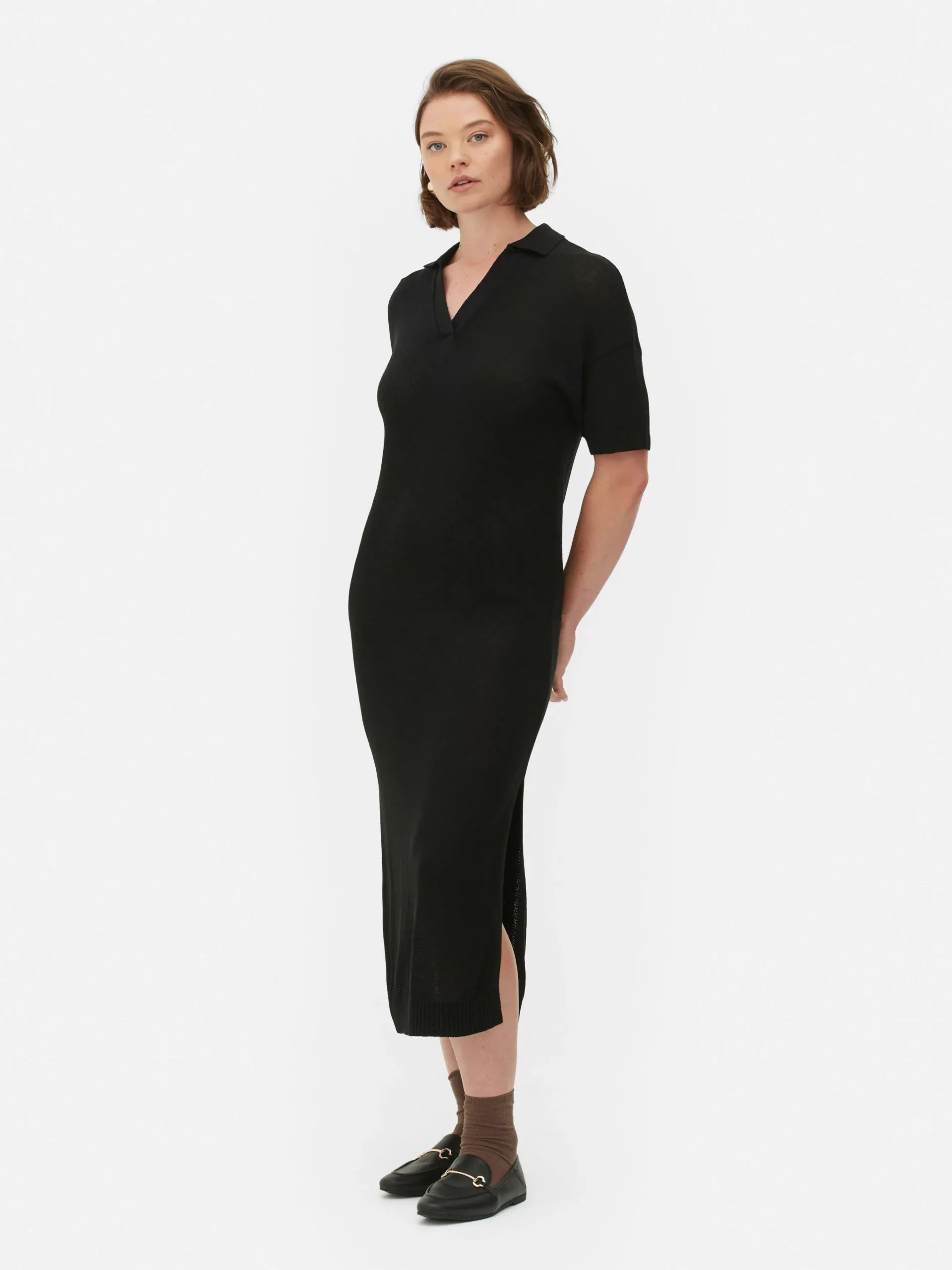 Robe Mi-longue Avec Col En V