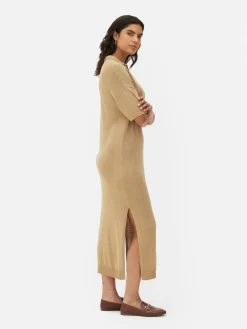Robe Mi-longue Avec Col En V