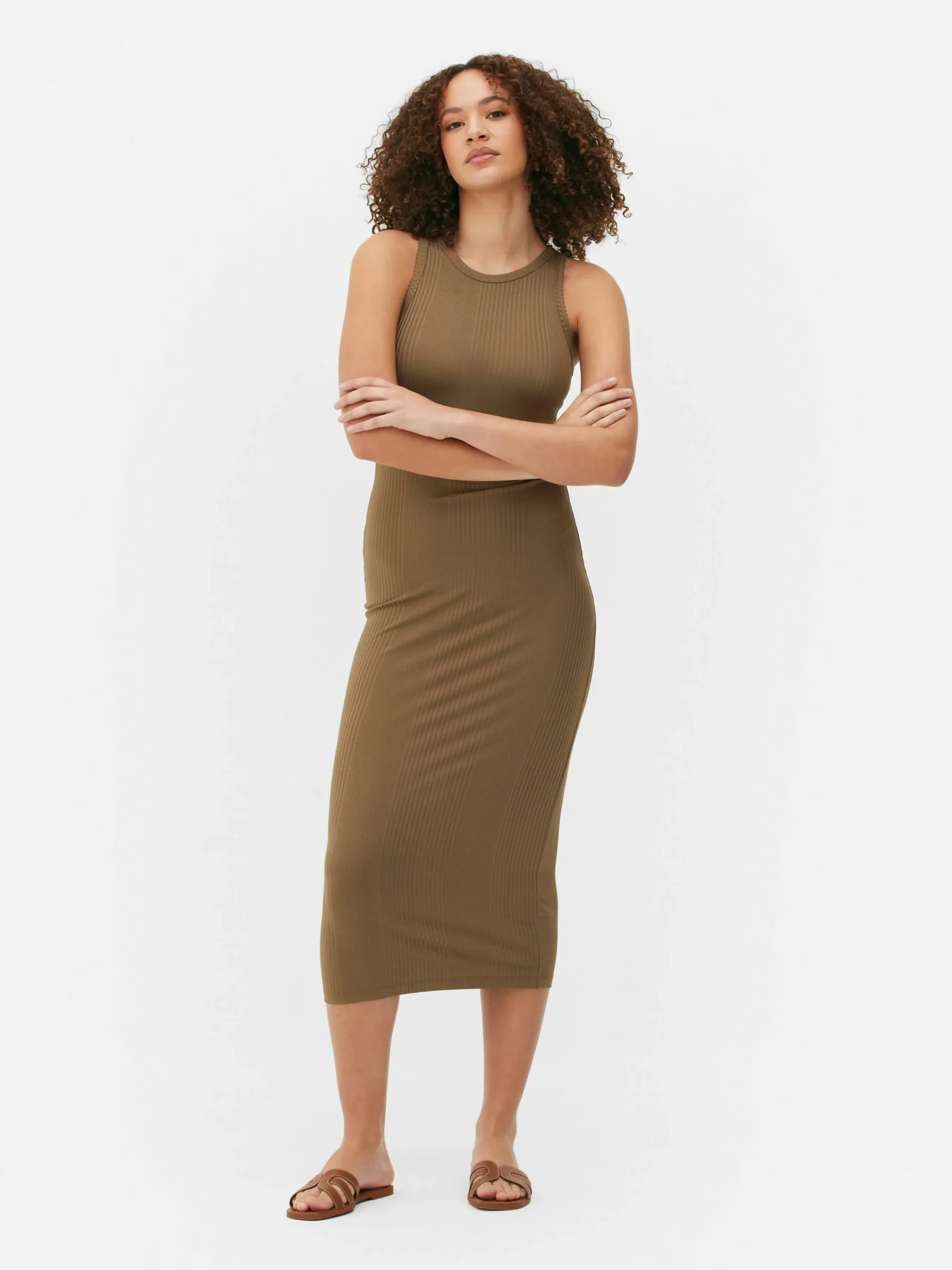 Robe Mi-longue Côtelée à Dos Nageur