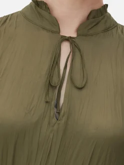 Robe Mi-longue Plissée En Satin
