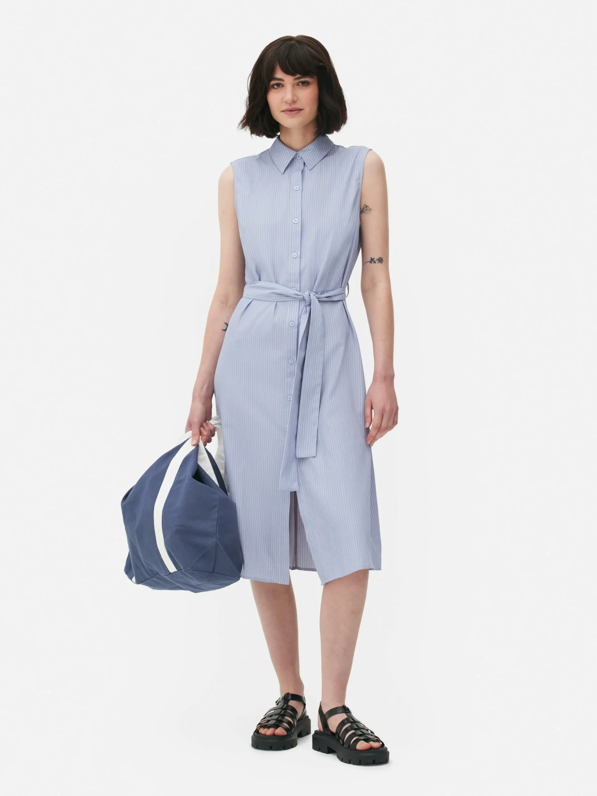 Robe-chemise Mi-longue Sans Manches