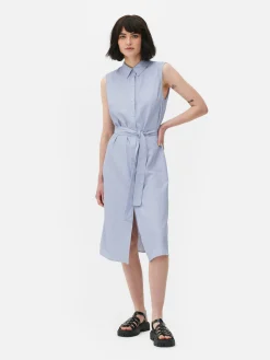 Robe-chemise Mi-longue Sans Manches