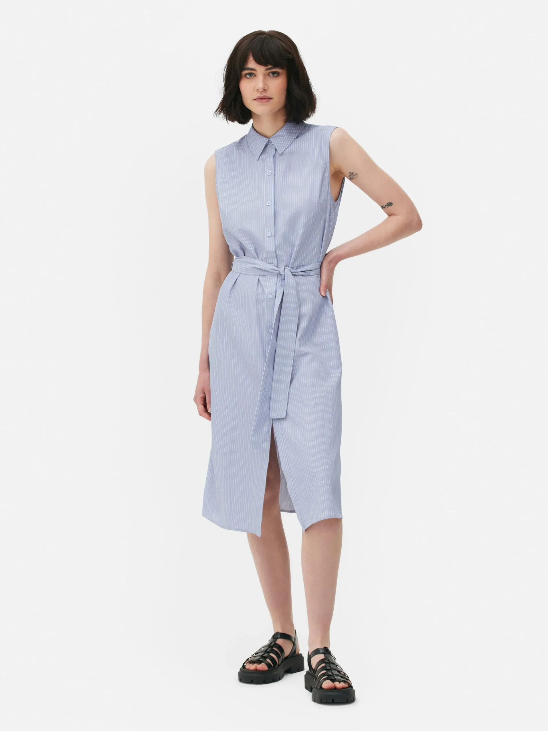 Robe-chemise Mi-longue Sans Manches