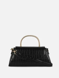Sac à Bandoulière En Imitation Croco Avec Poignée En Métal