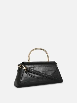Sac à Bandoulière En Imitation Croco Avec Poignée En Métal