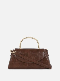 Sac à Bandoulière En Imitation Croco Avec Poignée En Métal