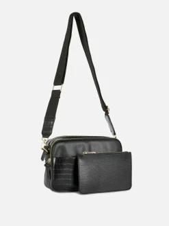 Sac Bandoulière (petit) à Double Zip En Faux Crocodile