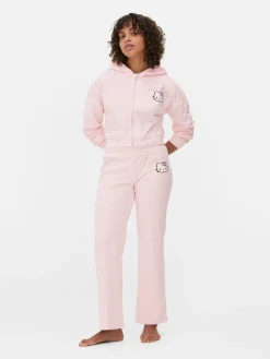 Sweat à Capuche Zippé En Velours à Coordonner Hello Kitty